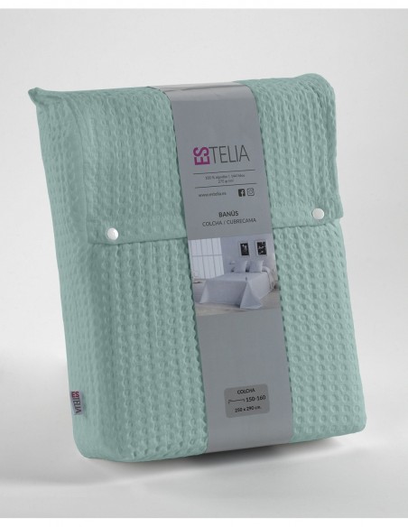 Colcha tejida Banús color Aqua. Cama de 90 cm