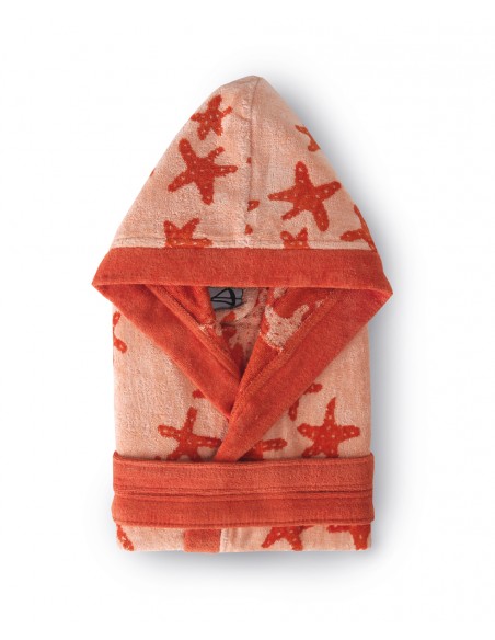 Albornoz juvenil jacquard 100% algodón EGEO CORAL
