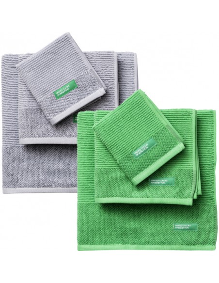 PACK DE 2 SET DE 3 TOALLAS DE BAÑO CADA UNO EN COLOR VERDE  Y OTRAS EN GRIS