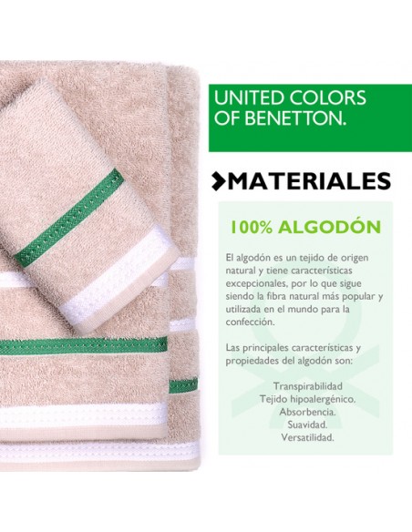 PACK DE 2 SET DE 3 TOALLAS DE BAÑO CADA UNO EN COLOR VERDE Y BEIGE A RAYAS