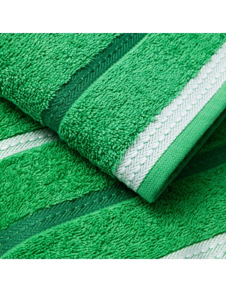 SET DE 12 TOALLAS (6 DE MANO DE 50X30CM + 6 DE BAÑO DE 90X50CM) 450GSM 100% ALGODÓN, VERDE CON RAYAS
