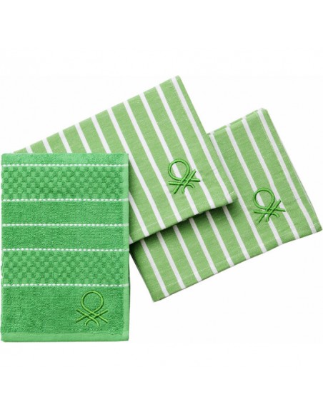 SET 3PC SERVILLETA Y PAÑO COCINA 100% ALGODÓN - VERDE