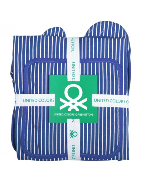 SET 3PCS (DELANTAL+MANOPLA+AGARRADOR) AZUL BENETTON