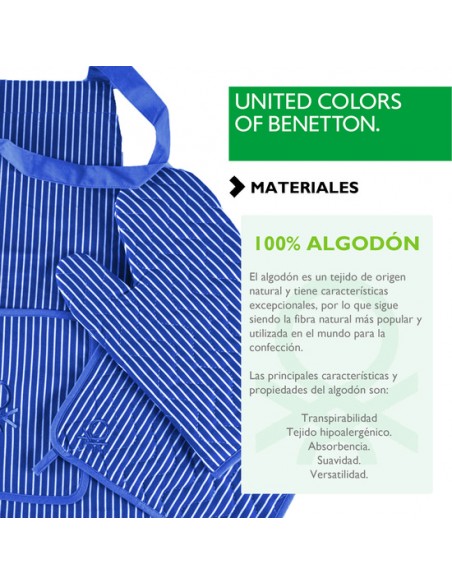 SET 3PCS (DELANTAL+MANOPLA+AGARRADOR) AZUL BENETTON