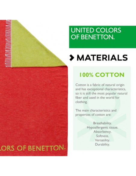 MANTA 320GSM 60%ALGODON 40%ACRILICO ROJO&VERDE CASA BENETTON