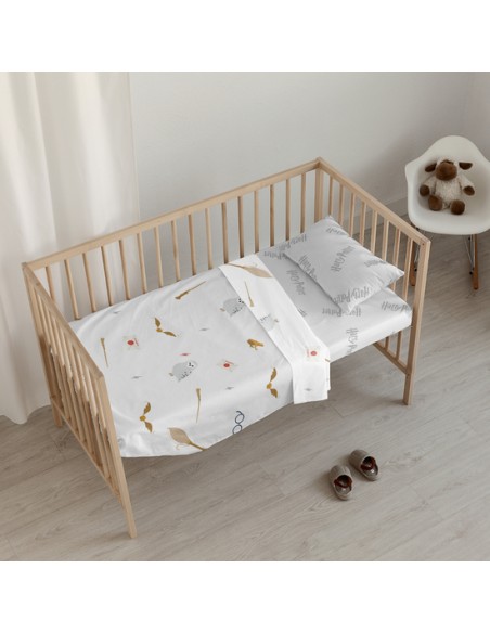JUEGO DE SÁBANAS CON ALMOHADA Y BAJERA ESTAMPADAS 100% ALGODÓN MODELO HOGWARTS NORDIC PARA MAXICUNA