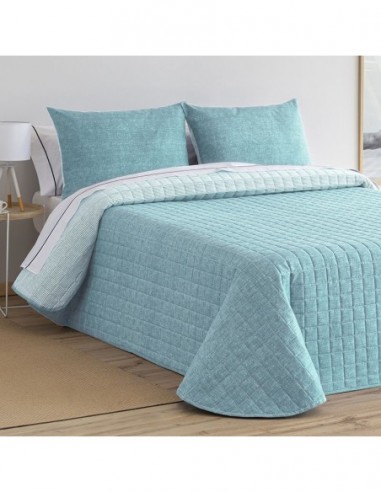 COLCHA BOUTI REVERSIBLE LINO  AGUAMARINA